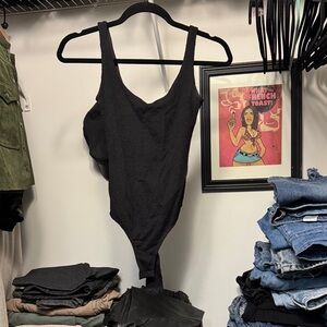 H&M Black Textured Bodysuit